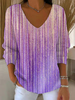 Purple V-Neck Long Sleeve Top