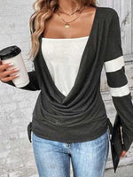 Grey Long Sleeve Striped Top