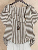 Stunning Striped Print Short Sleeve Top