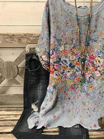 Irregular Print Short Sleeve Blouse