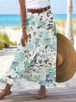 Women's Floral Printed Graphic Straight Fashion Split Button Maxi High Waist Skirt