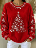 Casual Snowflake Crew Neck Long Sleeve Sweatshirt