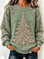 Casual Christmas Tree Crew Neck Long Sleeve Sweatshirt