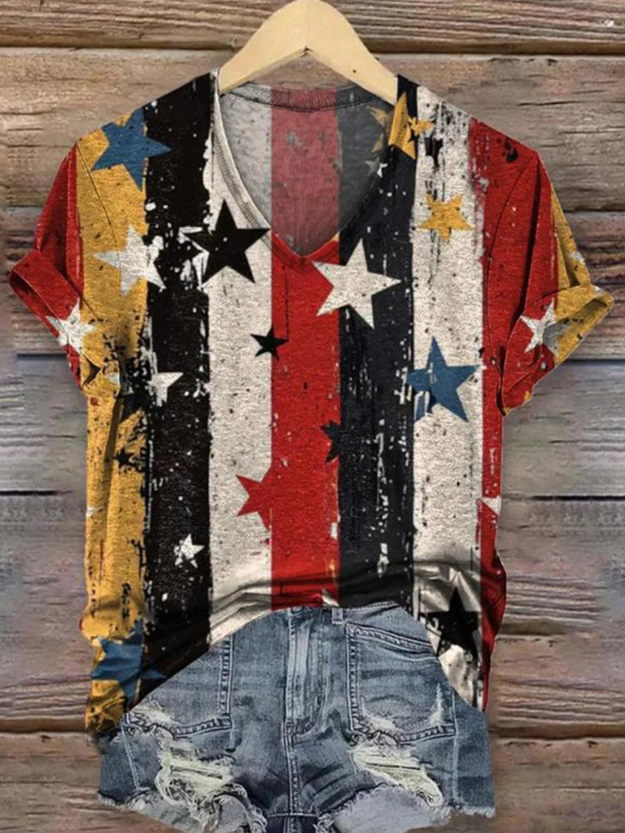 Popular V-Neck Short Sleeve Top