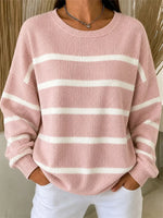 Casual Striped Crew Neck Long Sleeve Sweatshirt