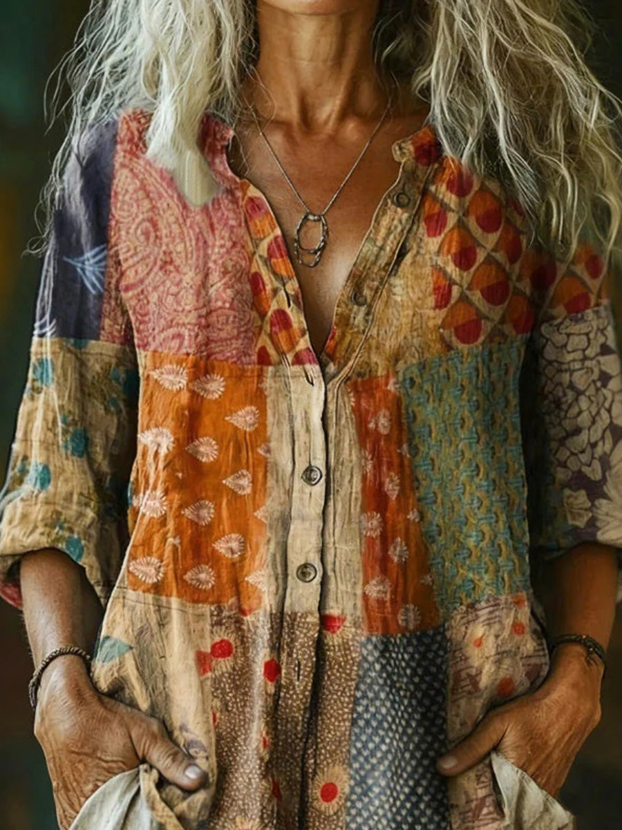 Vintage Casual Long Sleeve Blouse