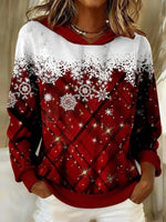 Burgundy Snowflake Print Long Sleeve Sweatshirt