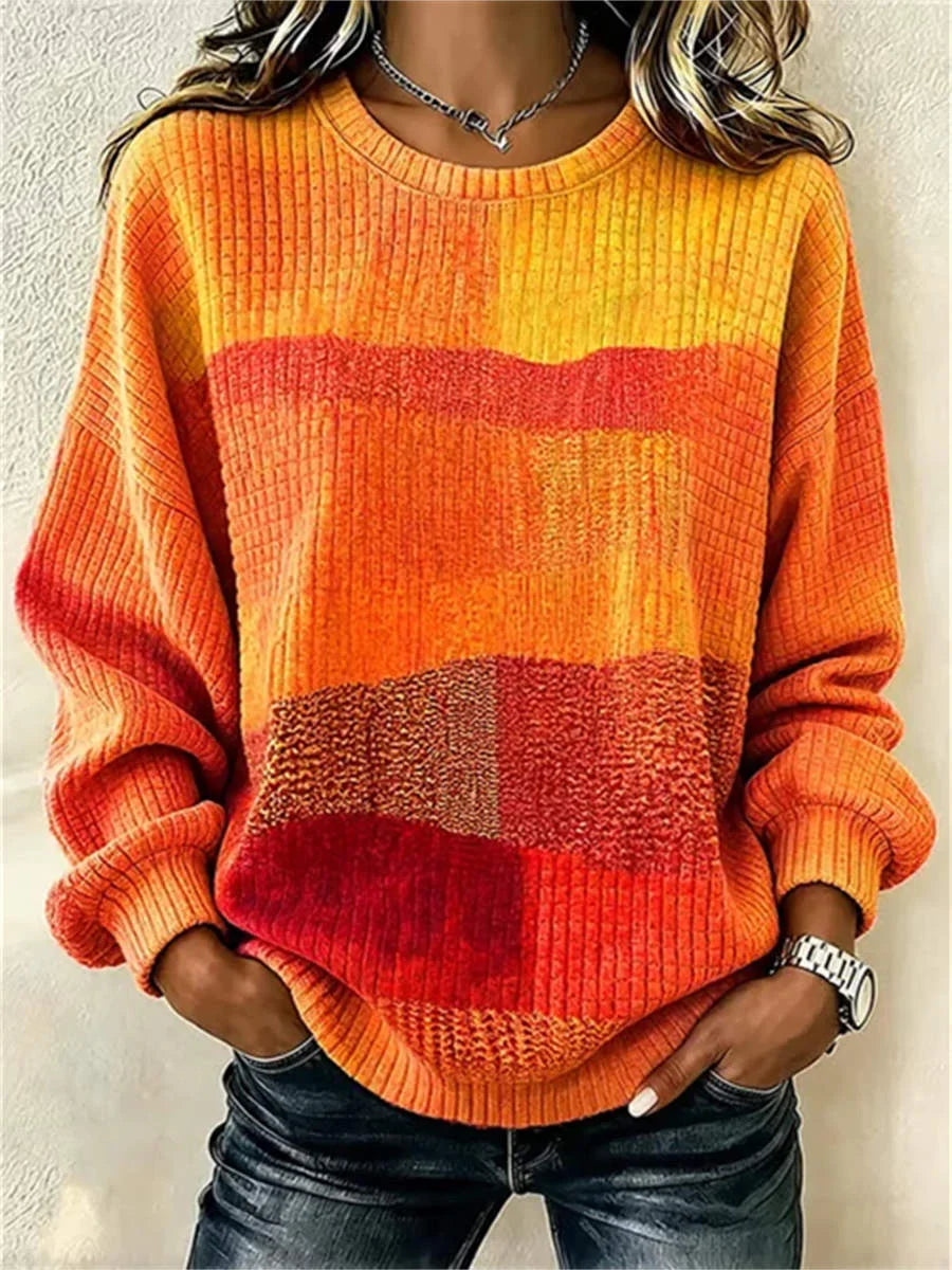 Casual Crew Neck Long Sleeve Abstract Sweatshirt