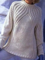 Apricot Casual Tops Round Neck Long Sleeve Solid Sweater