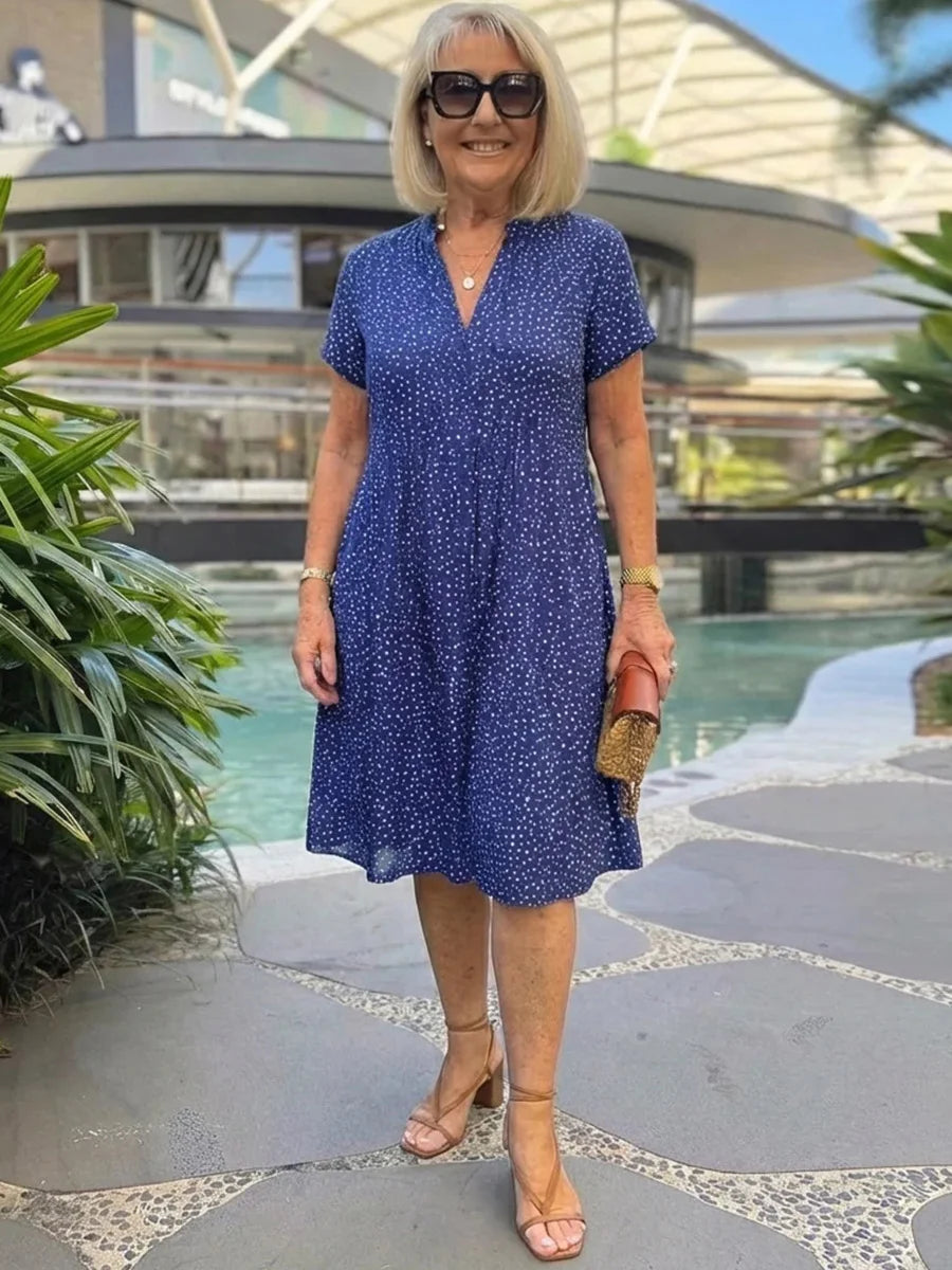 Dreamy Blue Short Sleeve Midi Dress