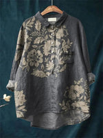 Women's Vintage Floral Print Casual Long Sleeve Shirt