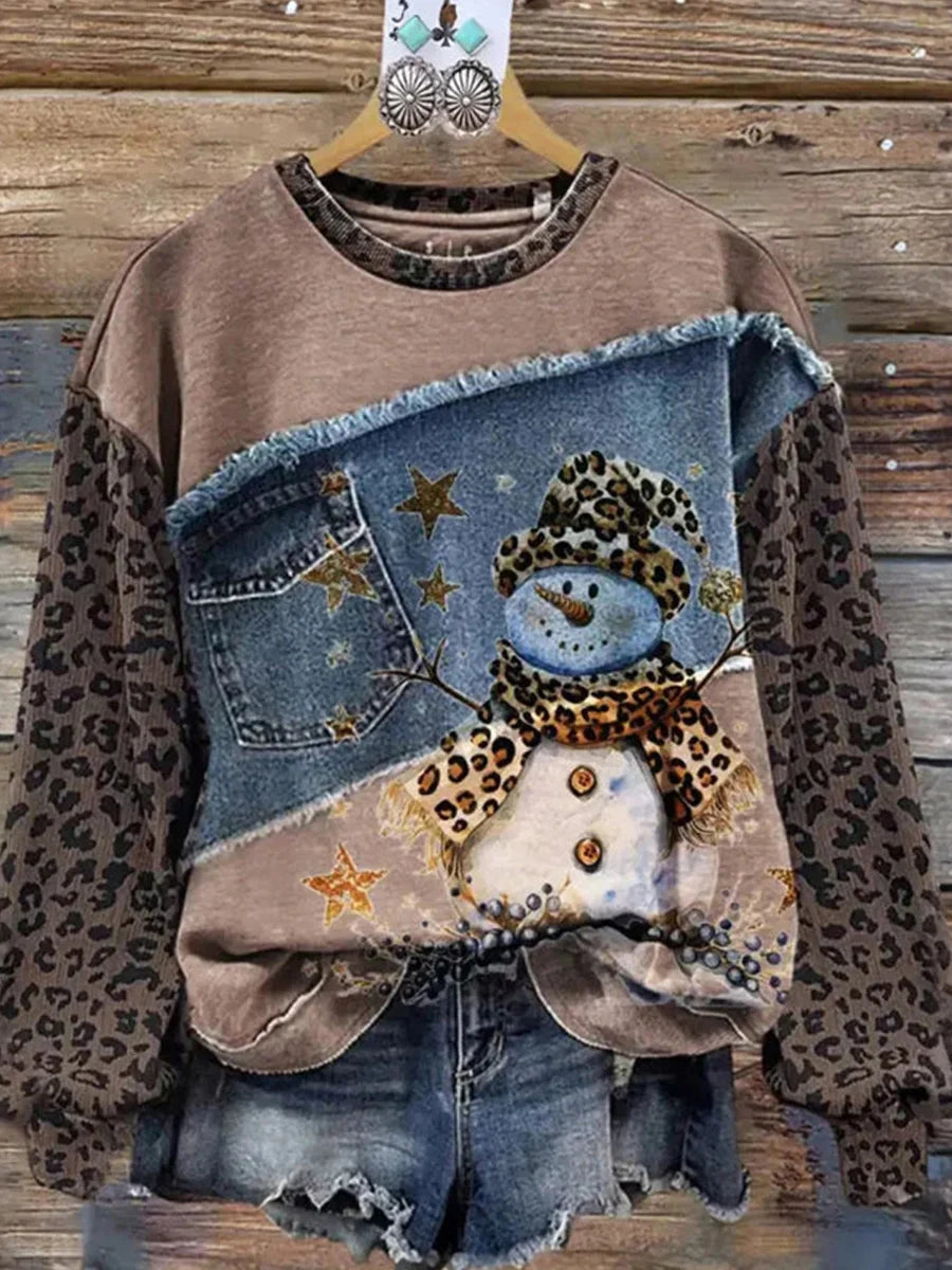 Vintage Christmas Round Neck Long Sleeve Sweatshirt