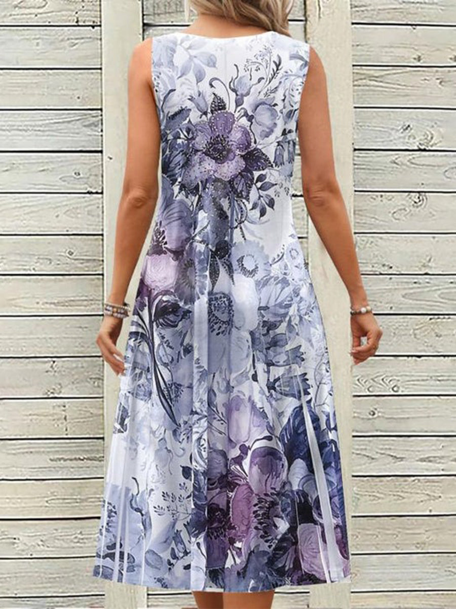 Vintage Floral Print Dress