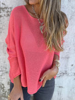 Women's Knitted See-through Long Sleeve Sweater