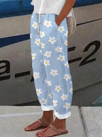 Botanical Floral Print Loose Casual Pants