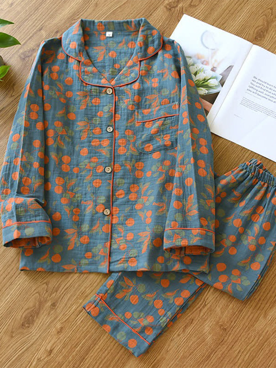 Jacquard Blueberry Cotton Gauze Loungewear Set