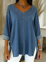 Women's Casual V-neck 3/4 Sleeve Top
