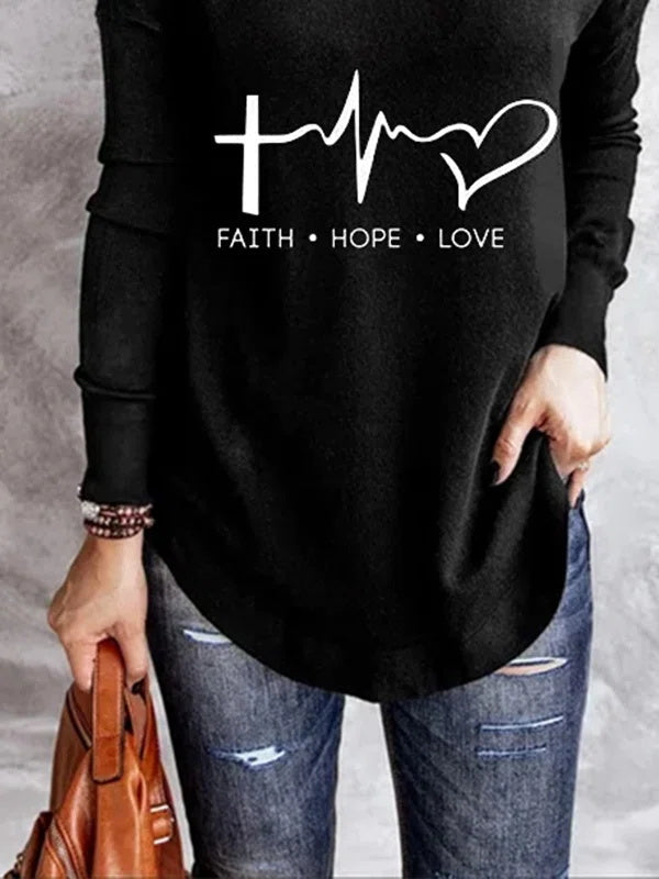 Black Casual V-neck Long Sleeve Character Printed Sweatshirts