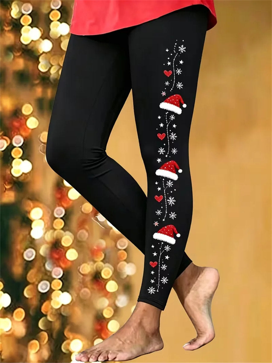 Women Christmas Casual All Season Printing Long Leggings