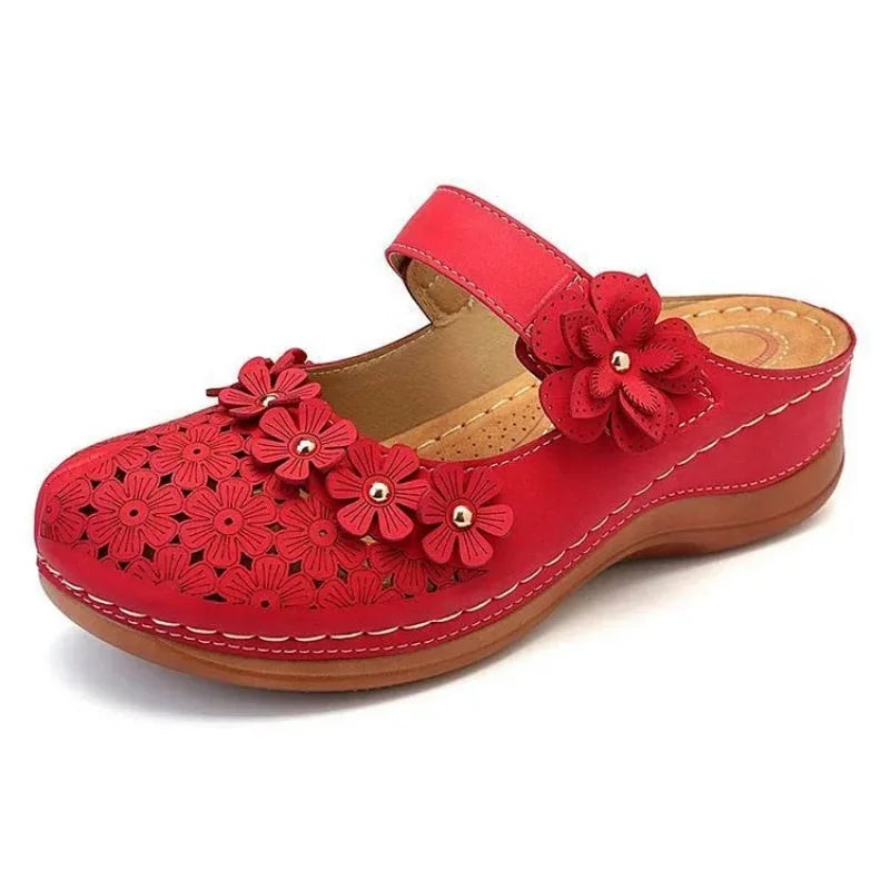 Women's Comfortable Floral Slip-On Wedge Sandals