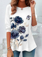 White Loose Flowers Printed Blouse