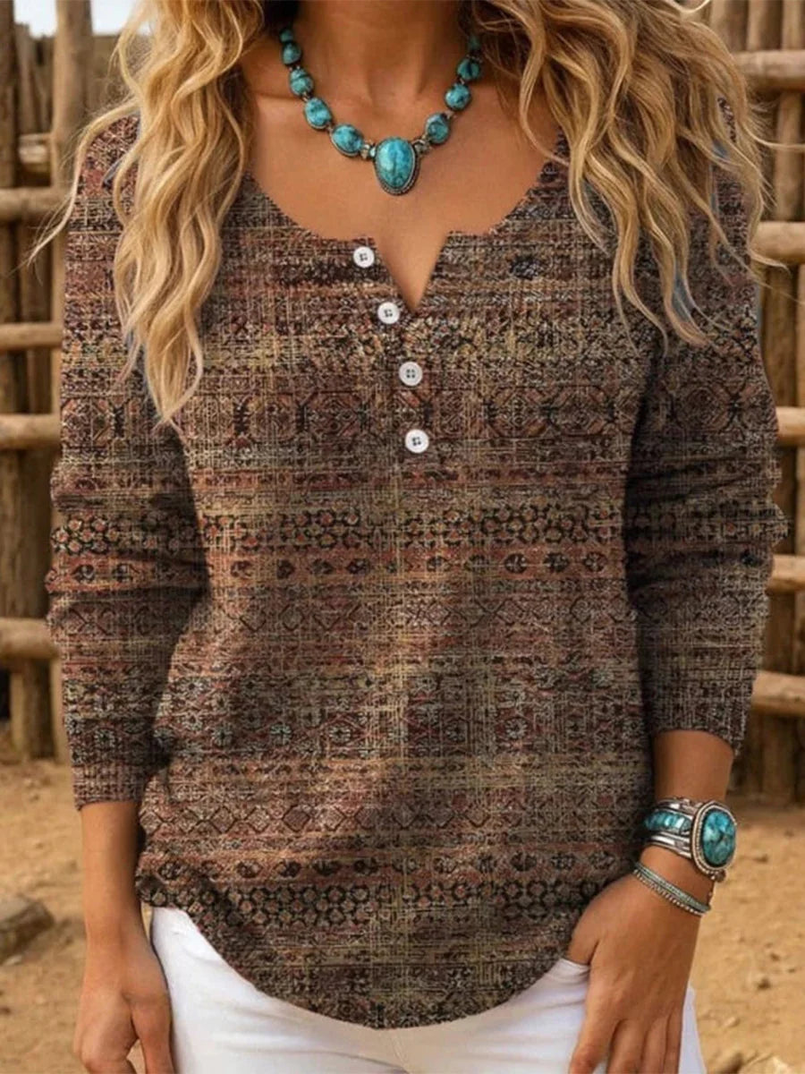 Vintage Casual Long Sleeve Blouse