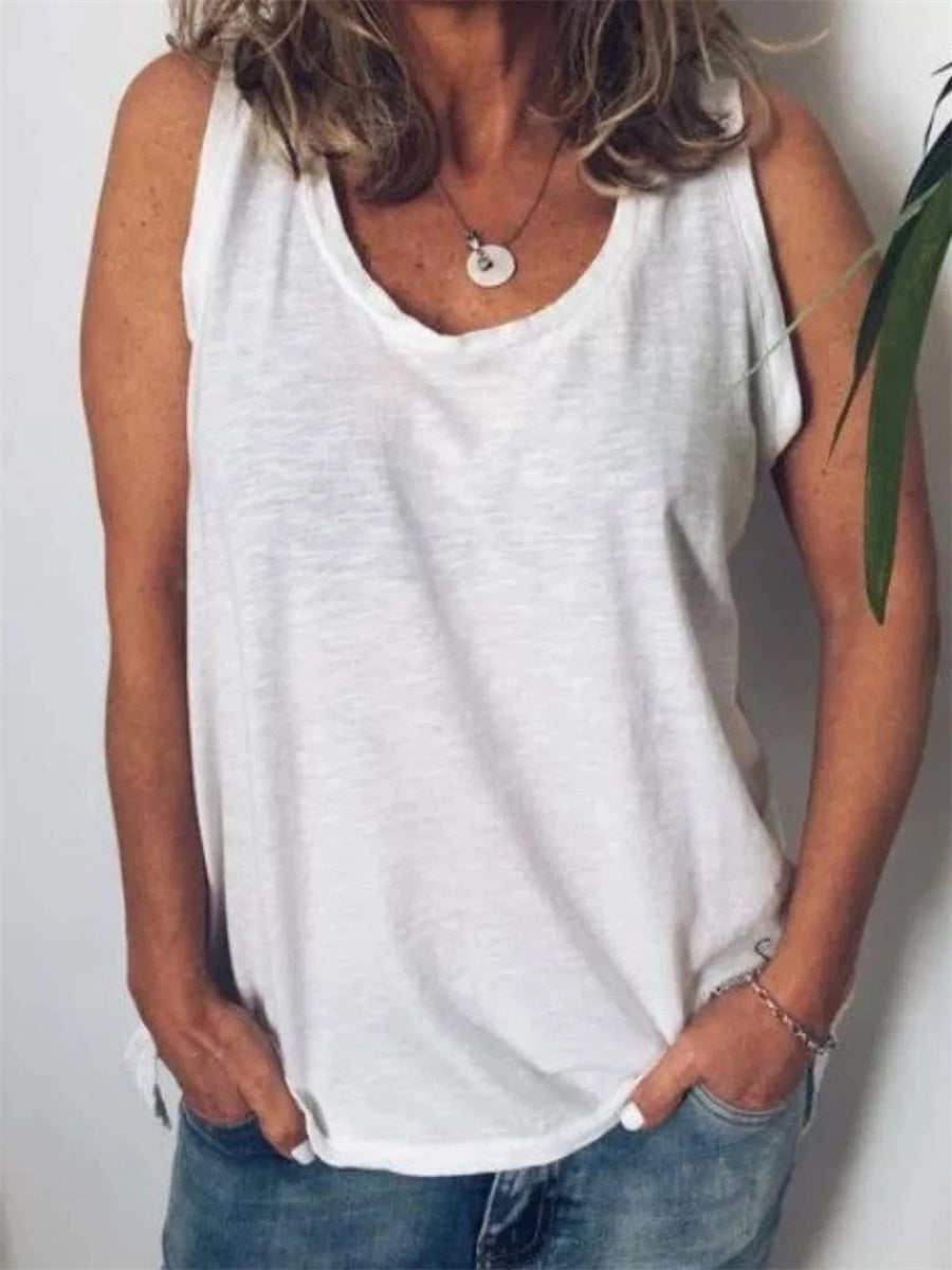 Sleeveless Crew Neck Plain Tank Top