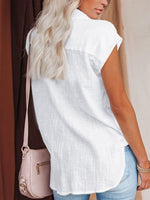 Casual Solid Color Lapel Short Sleeve Shirt