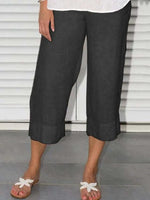 Black Casual Solid Plain Pants
