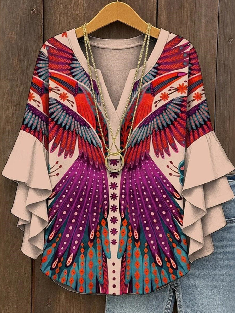 Purple V-Neck 3/4 Sleeve Top