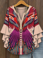 Purple V-Neck 3/4 Sleeve Top