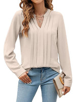 Women's Dressy V-neck Long Sleeve Casual Blouses