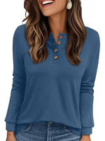 Casual Crew Neck Long Sleeve Plain Blouse