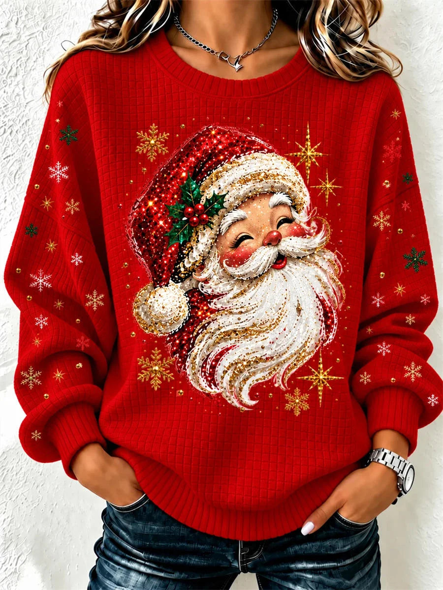 Casual Santa Claus Henley Collar Long Sleeve Sweatshirt
