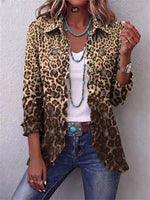 Leopard Print Ruffled Long Sleeve Jacket