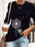 Long Sleeve Casual Shift Plant T-shirt