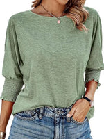 Plain Round Neck 3/4 Sleeve T-Shirt