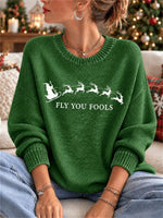 Women's Vintage Christmas Round Neck Long Sleeve Sweater
