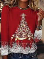 Showy Red Print Long Sleeve Top