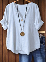 Plain Short Sleeve Loose White Shirt