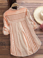 Women's Casual Striped 3/4 Sleeve Button-Down Blouse
