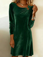 Emerald Velvet Long Sleeve Side Cutout Detail Mini Dress