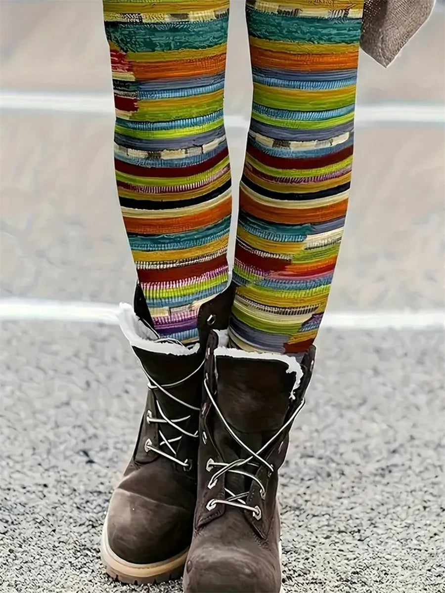 Casual Abstract Stripes Long Leggings