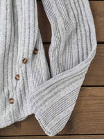 Button Plain Notched Neck Long Sleeve Blouse