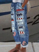 Temperament Side Pocket Blue Pants