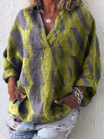 Casual V-neck Cute Print Long Sleeve Blouse