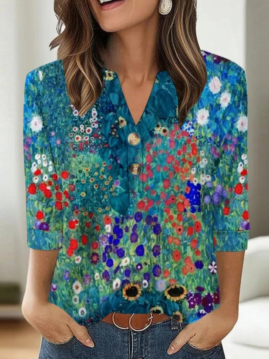 Breezy V-Neck Long Sleeve Top