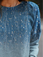 Floral Print Crew Neck Casual Sweatshirt