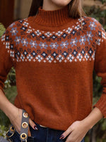 Orange Geometric Long Sleeve Sweater
