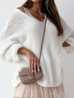 Comfy White Plain Long Sleeve Sweater